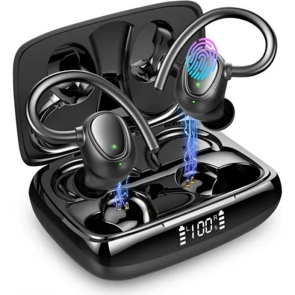 Écouteurs sans fi - Figertime - IPX7 Étanche - 50H Autonomie - Bluetooth 5.3 ANC - Son HD & Charge Rapide